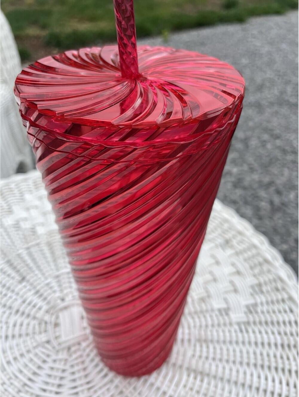 *NEW* Starbucks Christmas 2024 Red Swirl Stripe Venti Tumbler 24oz Cold Cup